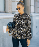 Long-sleeved lapel gilded printed shirt