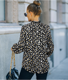 Long-sleeved lapel gilded printed shirt