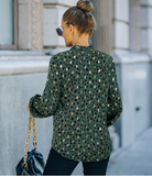 Long-sleeved lapel gilded printed shirt