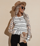 long-sleeved striped T-shirt women's round neck loose blouse