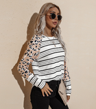 long-sleeved striped T-shirt women's round neck loose blouse