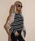 long-sleeved striped T-shirt women's round neck loose blouse