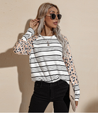 long-sleeved striped T-shirt women's round neck loose blouse