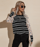 long-sleeved striped T-shirt women's round neck loose blouse