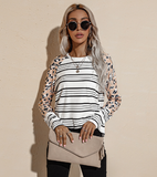 long-sleeved striped T-shirt women's round neck loose blouse