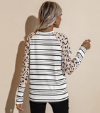 long-sleeved striped T-shirt women's round neck loose blouse