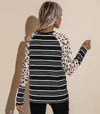 long-sleeved striped T-shirt women's round neck loose blouse