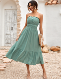fashion solid color corset waist dress