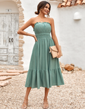 fashion solid color corset waist dress