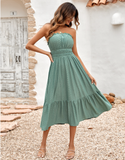 fashion solid color corset waist dress