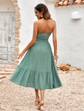 fashion solid color corset waist dress