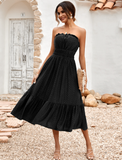 fashion solid color corset waist dress