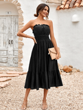 fashion solid color corset waist dress