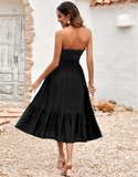 fashion solid color corset waist dress