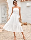 fashion solid color corset waist dress