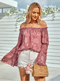 leisure solid color one-shoulder long-sleeved chiffon top
