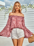 leisure solid color one-shoulder long-sleeved chiffon top
