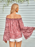 leisure solid color one-shoulder long-sleeved chiffon top