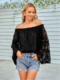 leisure solid color one-shoulder long-sleeved chiffon top