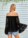 leisure solid color one-shoulder long-sleeved chiffon top