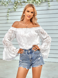 leisure solid color one-shoulder long-sleeved chiffon top