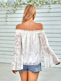 leisure solid color one-shoulder long-sleeved chiffon top