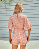 Fashion V-neck printed short ladies jumpsuit