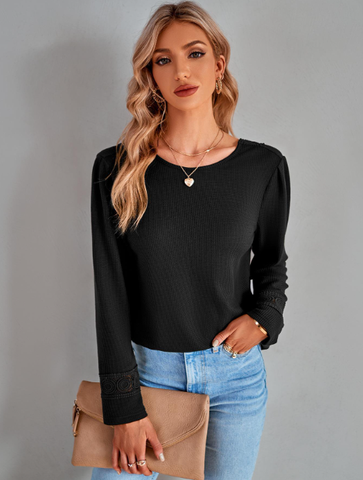 2023V v-neck solid color casual knitted top