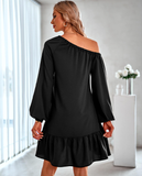 Solid color lotus leaf strapless dress
