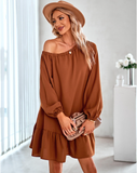 Solid color lotus leaf strapless dress