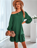 Solid color lotus leaf strapless dress