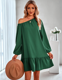 Solid color lotus leaf strapless dress