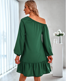 Solid color lotus leaf strapless dress