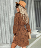 new lace-up T-neck leopard print dress