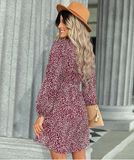 new lace-up T-neck leopard print dress