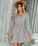 floral fashion printed V-neck dress