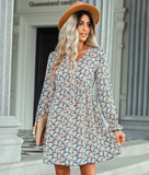 floral fashion printed V-neck dress