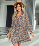 floral fashion printed V-neck dress