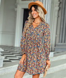 floral fashion printed V-neck dress