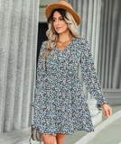 floral fashion printed V-neck dress