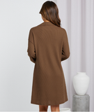 Waffle shirt skirt V-neck loose dress