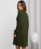 Waffle shirt skirt V-neck loose dress