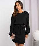fashion diagonal shoulders and two round neck skirts