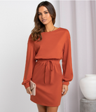fashion diagonal shoulders and two round neck skirts