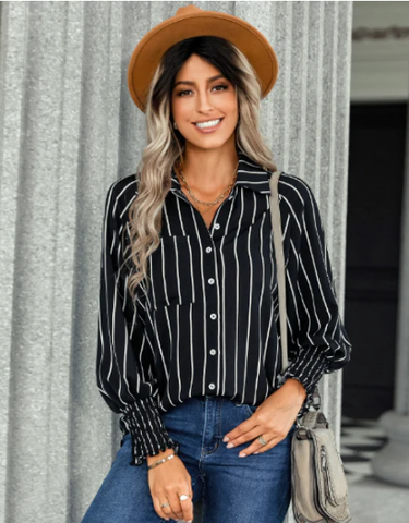 striped shirt fashion casual loose Joker shirt