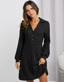 Waffle shirt skirt V-neck loose dress