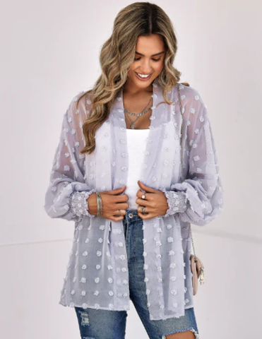 Cardigan Fashion Jacquard Chiffon Top