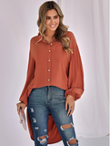 casual solid color loose long lapel shirt