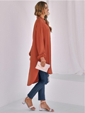 casual solid color loose long lapel shirt