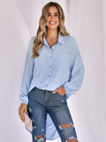casual solid color loose long lapel shirt